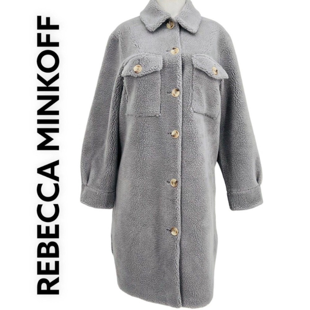 Rebecca Minkoff Plush Shirt Jacket Gray Size Large
